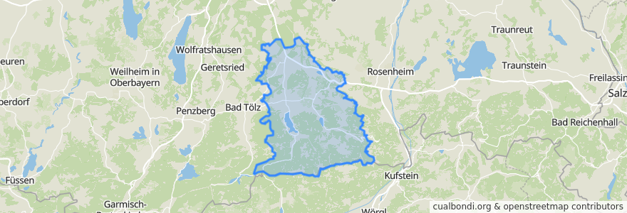 Mapa de ubicacion de Landkreis Miesbach.