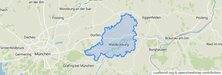 Mapa de ubicacion de Landkreis Mühldorf am Inn.