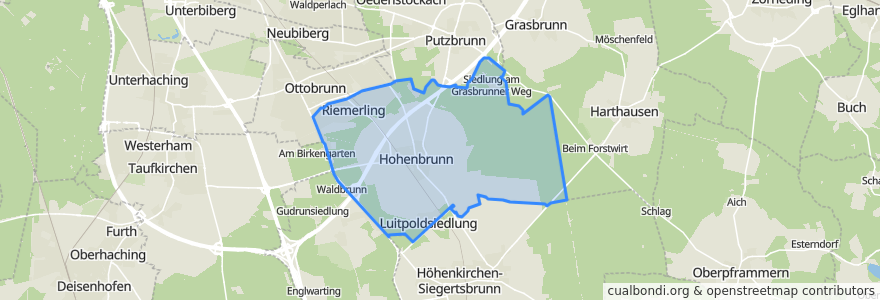 Mapa de ubicacion de Hohenbrunn.