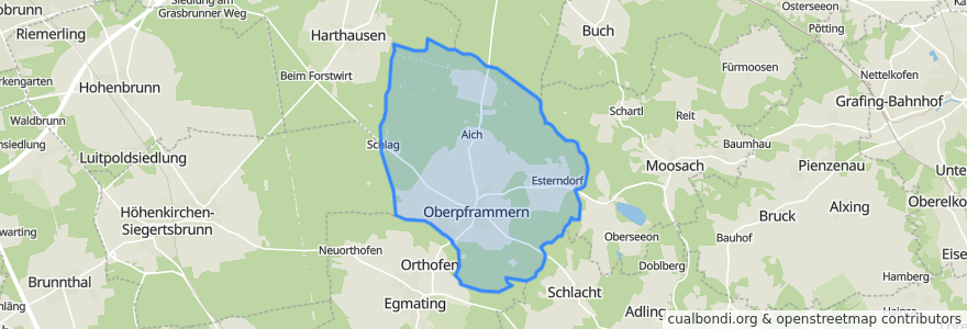 Mapa de ubicacion de Oberpframmern.