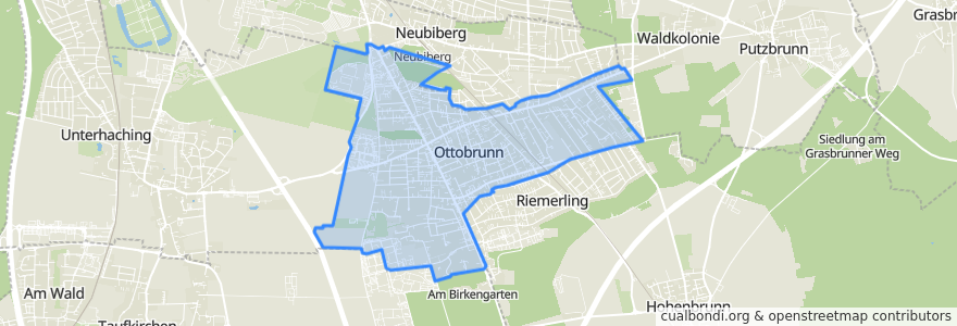 Mapa de ubicacion de Ottobrunn.