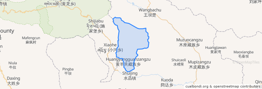 Mapa de ubicacion de 黄羊关藏族乡.