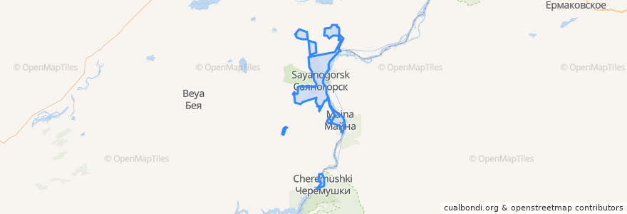 Mapa de ubicacion de городской округ Саяногорск.