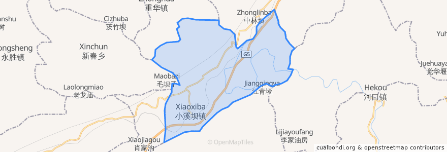 Mapa de ubicacion de 小溪坝镇.