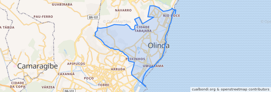 Mapa de ubicacion de Olinda.