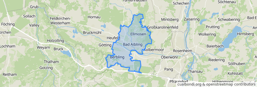 Mapa de ubicacion de Bad Aibling.