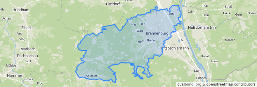 Mapa de ubicacion de Brannenburg.