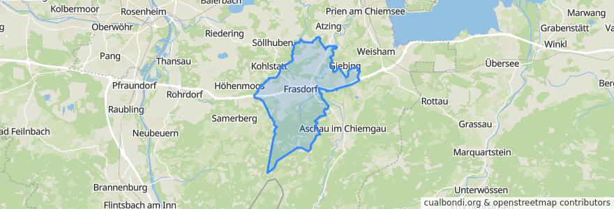 Mapa de ubicacion de Frasdorf.