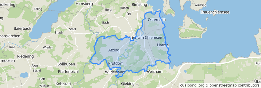 Mapa de ubicacion de Prien am Chiemsee.