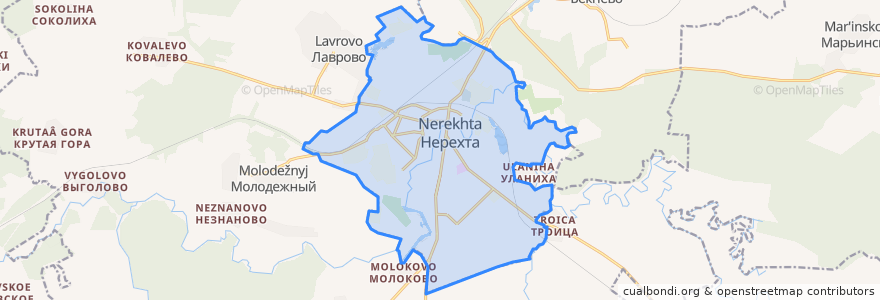 Mapa de ubicacion de городское поселение Нерехта.