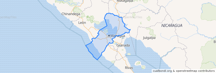 Mapa de ubicacion de Managua.