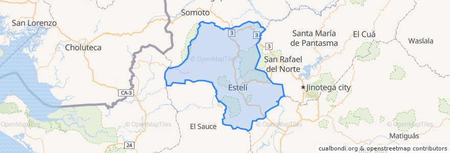 Mapa de ubicacion de Estelí.