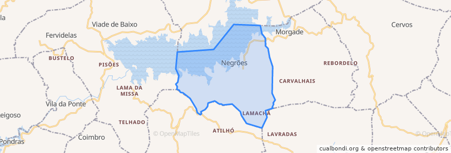 Mapa de ubicacion de Negrões.