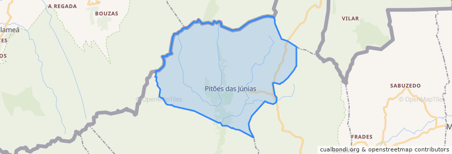 Mapa de ubicacion de Pitões das Junias.