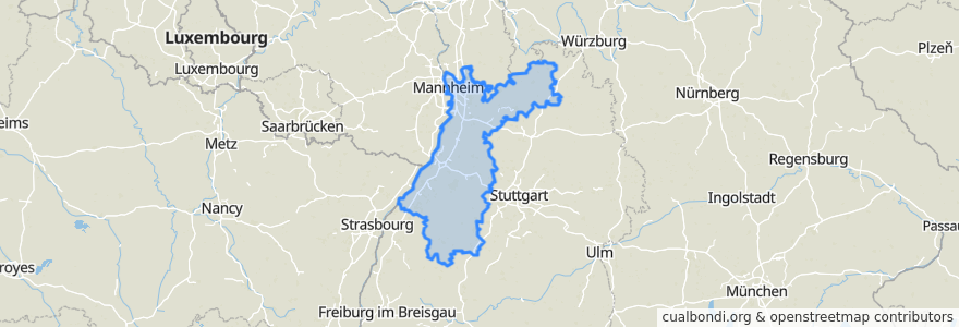 Mapa de ubicacion de Regierungsbezirk Karlsruhe.