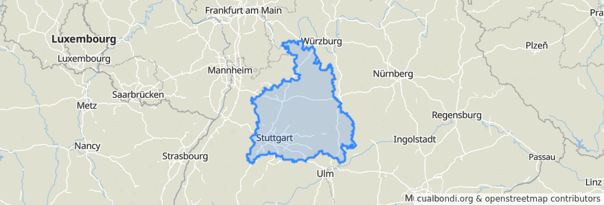 Mapa de ubicacion de Regierungsbezirk Stuttgart.