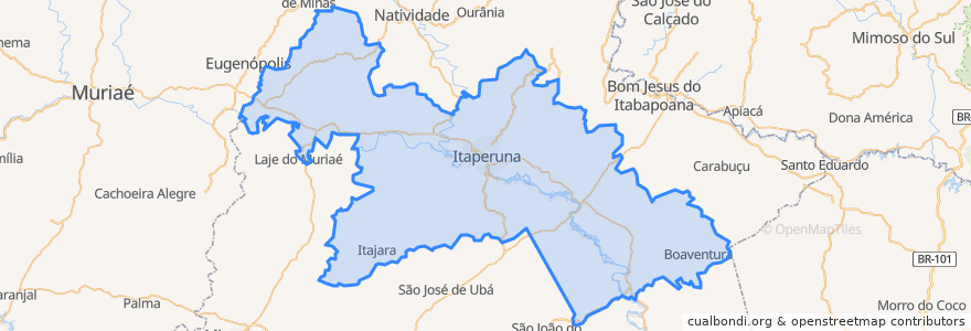 Mapa de ubicacion de Itaperuna.