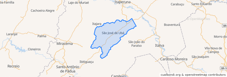 Mapa de ubicacion de São José de Ubá.