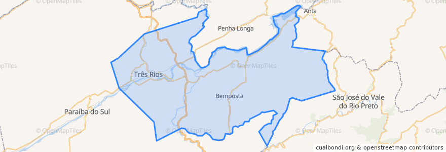 Mapa de ubicacion de Três Rios.