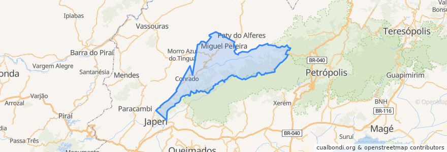 Mapa de ubicacion de Miguel Pereira.