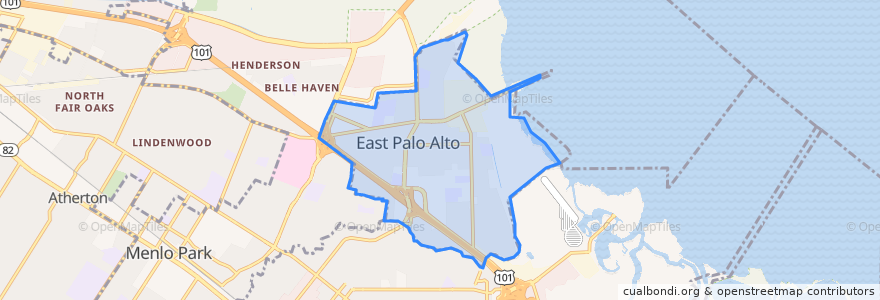 Mapa de ubicacion de East Palo Alto.