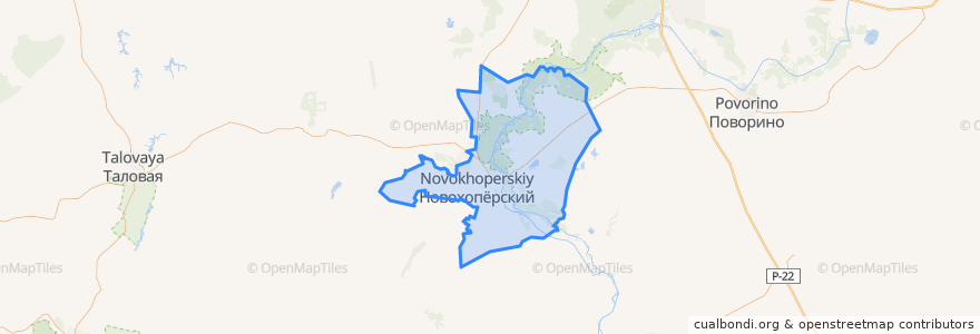 Mapa de ubicacion de городское поселение Новохопёрск.