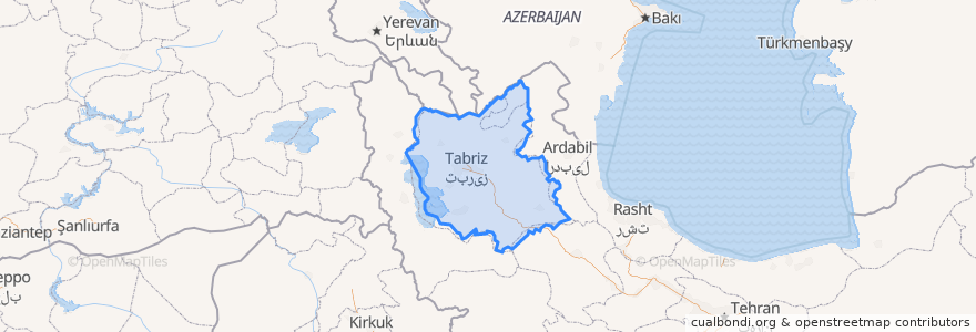 Mapa de ubicacion de Azerbaiyán Oriental.