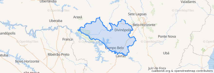 Mapa de ubicacion de Região Geográfica Intermediária de Divinópolis.