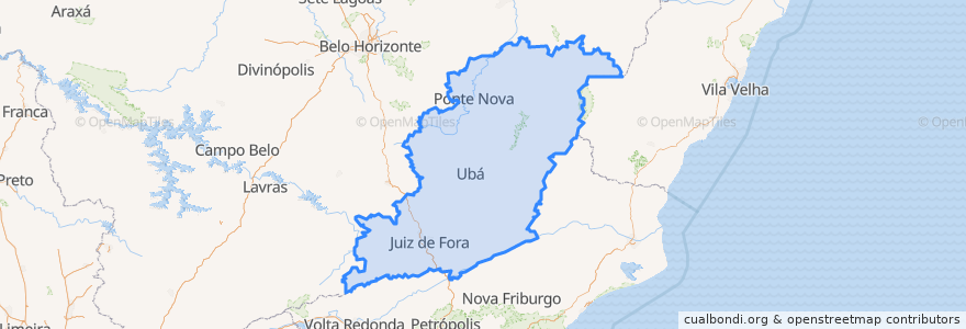 Mapa de ubicacion de Região Geográfica Intermediária de Juiz de Fora.