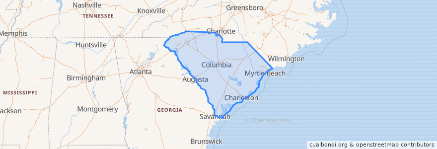 Mapa de ubicacion de Süd-Carolina.