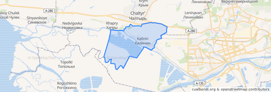 Mapa de ubicacion de Калининское сельское поселение.