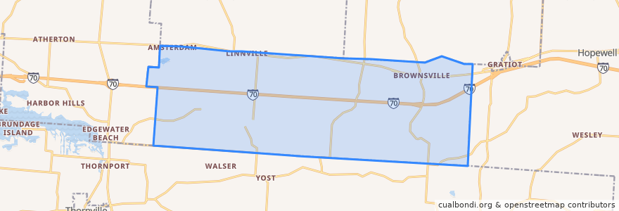 Mapa de ubicacion de Bowling Green Township.
