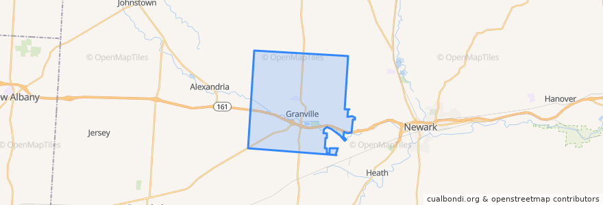 Mapa de ubicacion de Granville Township.