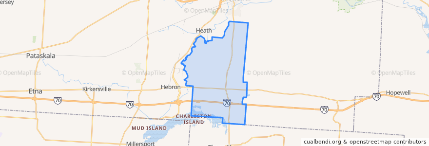 Mapa de ubicacion de Licking Township.