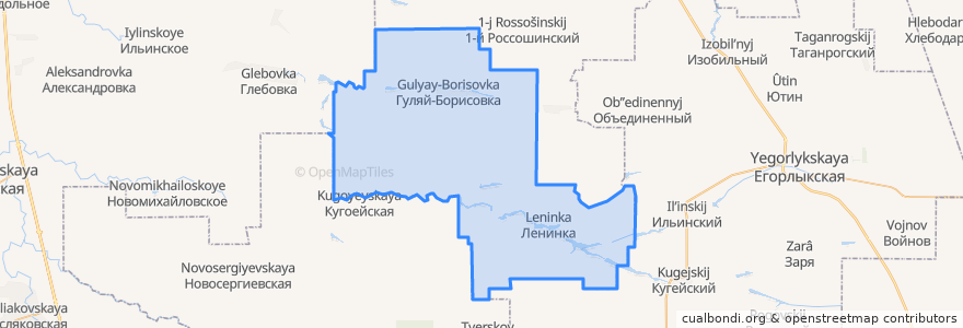 Mapa de ubicacion de Гуляй-Борисовское сельское поселение.