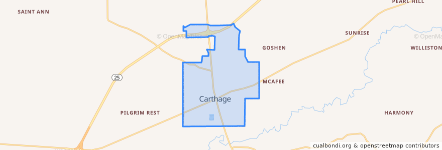 Mapa de ubicacion de Carthage.