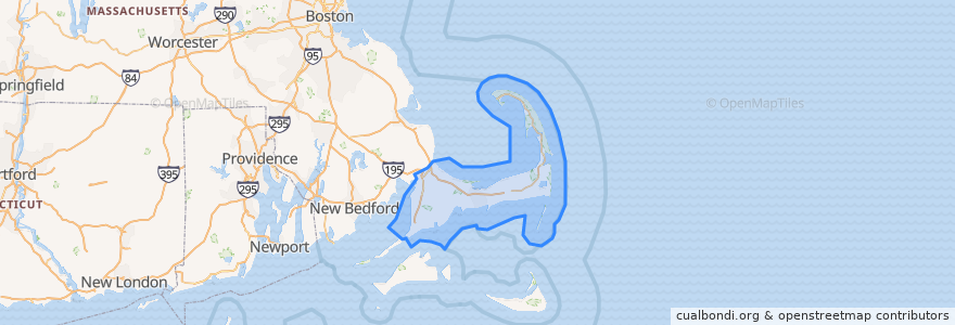 Mapa de ubicacion de Barnstable County.