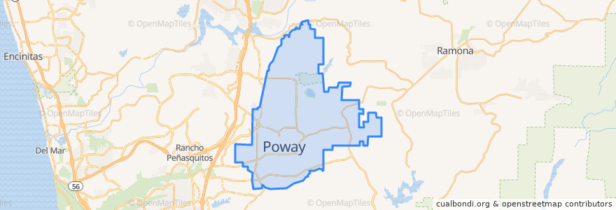 Mapa de ubicacion de Poway.