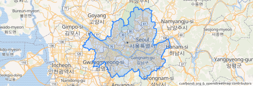 Mapa de ubicacion de Seoul.