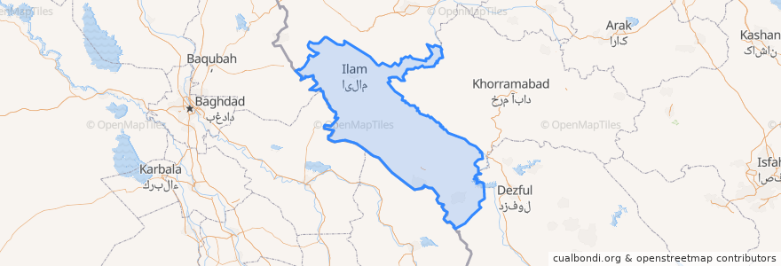 Mapa de ubicacion de Ilam.