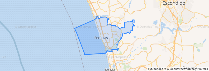 Mapa de ubicacion de Encinitas.