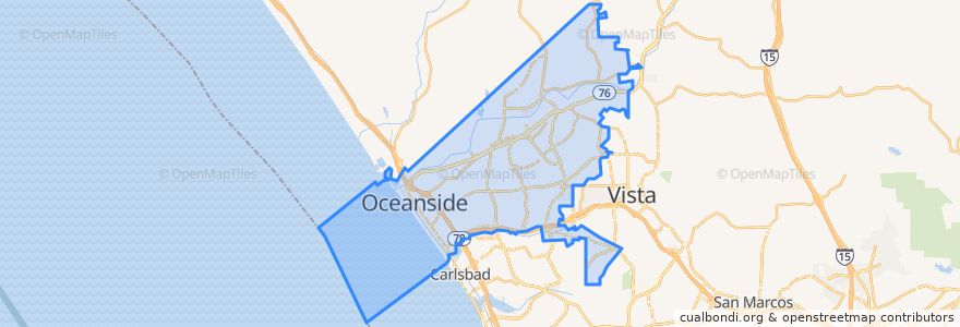 Mapa de ubicacion de Oceanside.