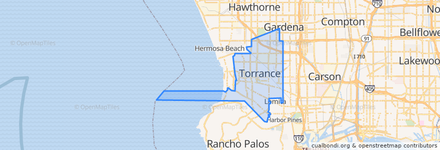 Mapa de ubicacion de Torrance.