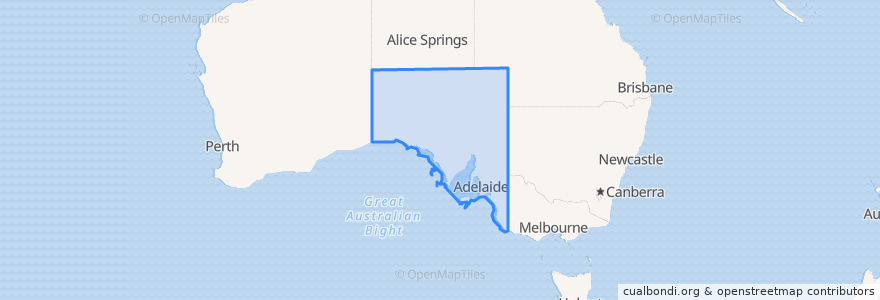 Mapa de ubicacion de Austrália Meridional.