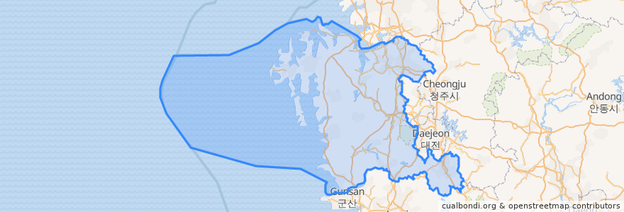 Mapa de ubicacion de Sud Chungcheong.