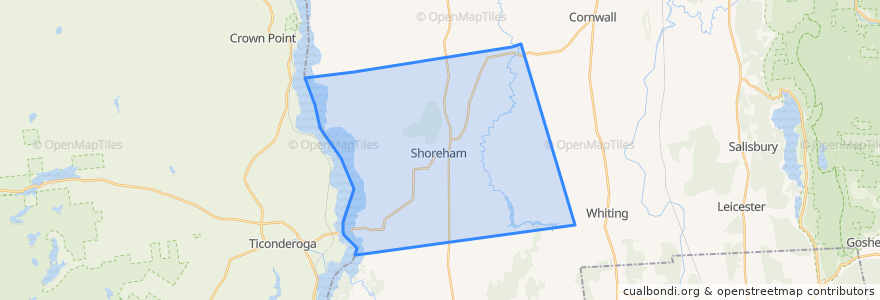 Mapa de ubicacion de Shoreham.