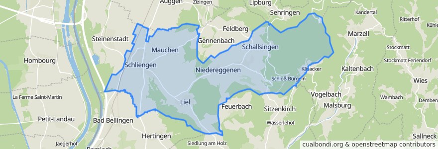 Mapa de ubicacion de Schliengen.