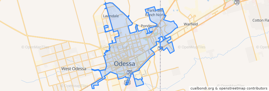 Mapa de ubicacion de Odessa.