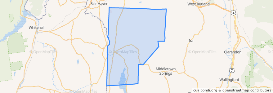 Mapa de ubicacion de Poultney.