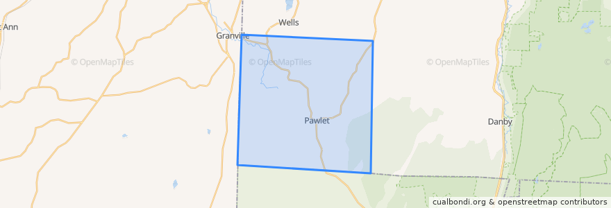Mapa de ubicacion de Pawlet.